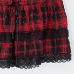 Romwe  Womens Plaid Lace Up Mini Skirt Size M Red Skater Grunge Punk Emo Tiered Photo 2