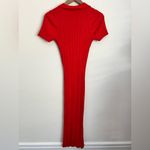 NA-KD  rib knitted collar midi dress red polo slit short sleeve M Photo 3