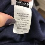 Cache Midnight Blue Beaded Halter Handkerchief Hem Dress 12 EUC Photo 5