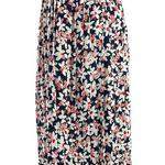 J.Crew NEW Navy Blue White Floral Print Pleated Knee Length A-Line Skirt Size 6 Photo 1
