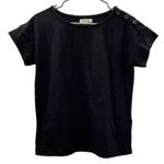 Madewell  Seersucker Button-Shoulder Short Sleeve Top in Black Size XXS‎ Photo 0