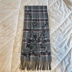 Croft & Barrow Gray and Black Plaid Scarf with Rose Print Short 52 x 11.5 Photo 2