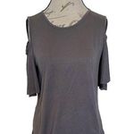Lavender Field Blouse Size Medium Gray Southwestern Bohowestern Cold Shoulder Photo 0