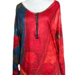 None Red and Blue Women's Top with Zipper Detail 2XL Photo 0