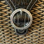 Brighton : Black/ Brown Wicker Shoulder Bag- Silver tone- Leather Trim- wear Photo 3