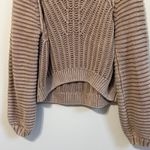 Free People NWOT  Chunky Knit Sweetheart Sweater Size Large Tan Brown Beige Photo 4