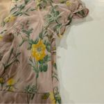 ZARA Light Pink Floral Ruffle Asymmetrical Slit Midi Dress Size S Photo 6