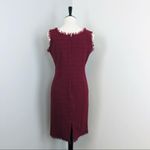 Worth New York Burgundy Tweed & Fringe Sheath Sleeveless Dress 8 Career Red Photo 3
