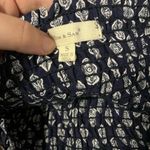 Sim and Sam Navy Medallion Elastic Waist Flowy Wide Leg Pants Size Small White Photo 6