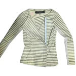 Veda 100% Leather Striped Moto Jacket. Size SP Tan Photo 5