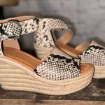 Nine West Women's Adell Espadrille Wedge Sandal Sz 7 Faux Snake Skin Open Toe Photo 2