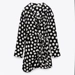 ZARA  Mini Wrap Shirt Dress Black and White Polka Dot Collared V-Neck Small Photo 3