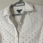 Halogen White Eyelet Button Up Dress Womens Sz XS Beachy Coastal Collared Tank Photo 2