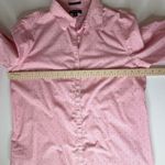 Lands' End  No Iron Supima Pink Stripe Polka Dot Button Down Shirt Size 14 Preppy Photo 8