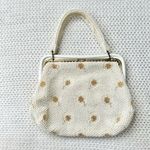 Vintage Corde Bead Bridal Snowflake Winter White Gold Clasp Top Handle Bag Photo 6