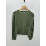Prómesa Promesa Womens Green Satin Button Front Top Size S Coquette Forest Fairy Photo 1