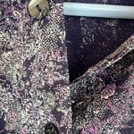 Partly Friend Cropped Floral Button Down Blouse Abstract Print Size L Purple Size L Photo 4