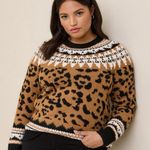 Torrid  Vegan Cashmere Pullover Animal Print Crewneck Sweater Size 0 Photo 0