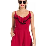 VOODOO VIXEN brick red romper with pompom trim, size L Size L Photo 3