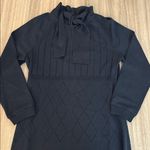 St. John Collection Navy Blue Long Sleeve Neck Tie Knit Dress Women’s 8 Vintage Photo 3