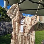 Rachel Zoe  Metallic Print Ruffle One Shoulder Tiered Maxi Dress Small Photo 6