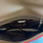 DKNY Leather Signature Canvas Monogram Print Original Flap Chain Shoulder Bag Red Photo 5