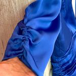 Flynn Skye  small blue satin puff sleeve button down ruched bodice vneck sexy top Photo 5