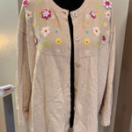 Breckenridge Vintage‎  Button Front Sweater Cardigan Tan Floral EmbroideryY2K Photo 0