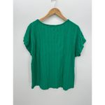 Soft Surroundings  Women Kelly Green Tee Floral Stitch Long Striped Top Size L Photo 1