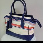 Coach Candace Legacy Red Navy and Cream Striped Women's Bag EUC Photo 1