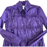 Chico's Chico’s Purple Rushed Zip Up Cotton Lightweight Jacket Size Small Photo 1