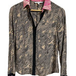 Trina Turk  women's silk button‎ down brown pink blouse size Petite Photo 0