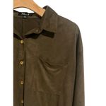 36.5  Shirt Dress Women Medium Forrest Green Faux Suede Button Up Long Sleeve Photo 2