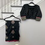 Women’s Kanjivaram Soft Lichi Silk Banarasi Sarees With Blouse Piece Black Size M Photo 1