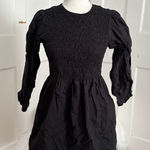 Ganni Black Puff Sleeve Smocked Mini Dress Photo 0
