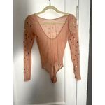 Victoria's Secret  Sheer Mesh Pink Long Sleeve Bodysuit Photo 1