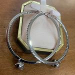Juicy Couture  Silver E-Channel Hoop Crystal Earrings with Dangling Heart Charms Photo 4