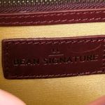 LL Bean Signature think hide leather maroon burgundy red brown structured bag Photo 11