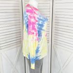 Crown & Ivy  Neon Tie Dye Oversized Sweater Yellow Pink Blue Large Lightweight Photo 2