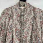 Lucky Brand  Aztec Open Front Cardigan Gray Woven Southwestern Boho Size M Photo 1