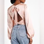 EXPRESS NWT Women’s Satin Twist Front Tie Back Blouse Pale Pink Size XL Photo 2