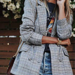 Majorelle  Rhea Glen Plaid Double Breasted Blazer Jacket Contemporary Work Small Photo 0