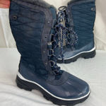 Jbu women's navy blue lace up faux fur lined Lorina waterproof winter boots 9.5 Photo 0