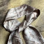 Poetry Gray Silver  Print Skinny Silk Scarf Photo 2