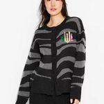 Adult Wicked Striped Graphic Cardigan nwt Black Photo 0