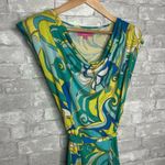 Banana Republic Blue Green Sheath Dress Cowl Neck Resort Wear Photo 2