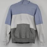 Aritzia TNA Color Block Pullover Hoodie Sweatshirt Blue Grey White Pocket Small Photo 0