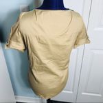 ZARA  Basic Khaki Top w Brown & Teal Ruffled Top Photo 5
