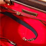 Dooney & Bourke Ostrich Exotic Leather Tan and Brown Satchel Top Handle Purse Photo 6