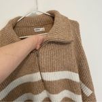 Sonoma Plus Size Quarter Zip Tunic Sweater Tan Brown White Striped 1/4 Zip Fall Photo 4